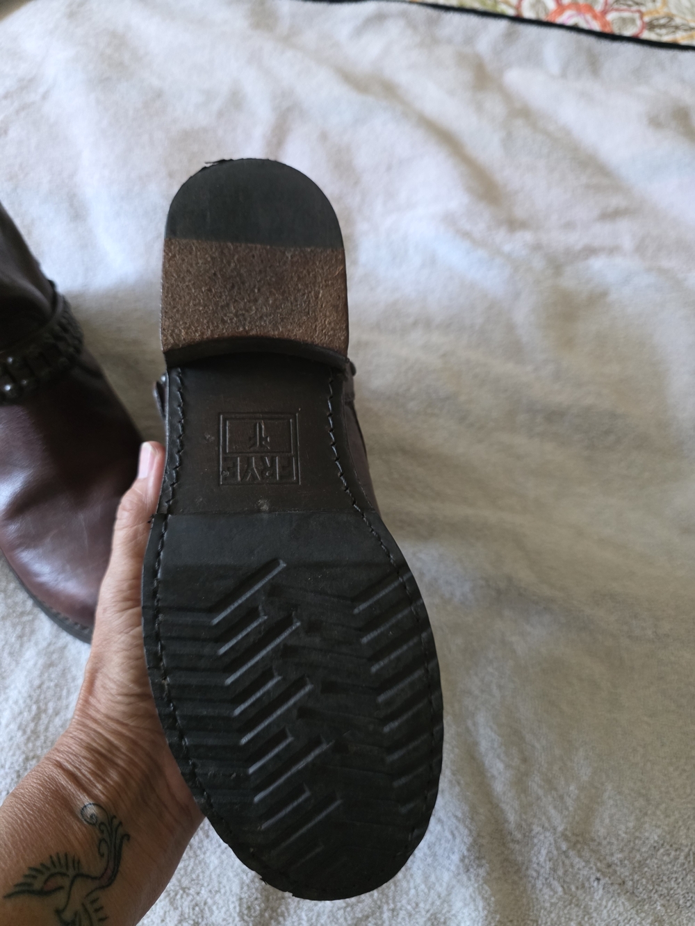 Frye Studded Brown Leather Ankle Boots - Picture 2 of 4